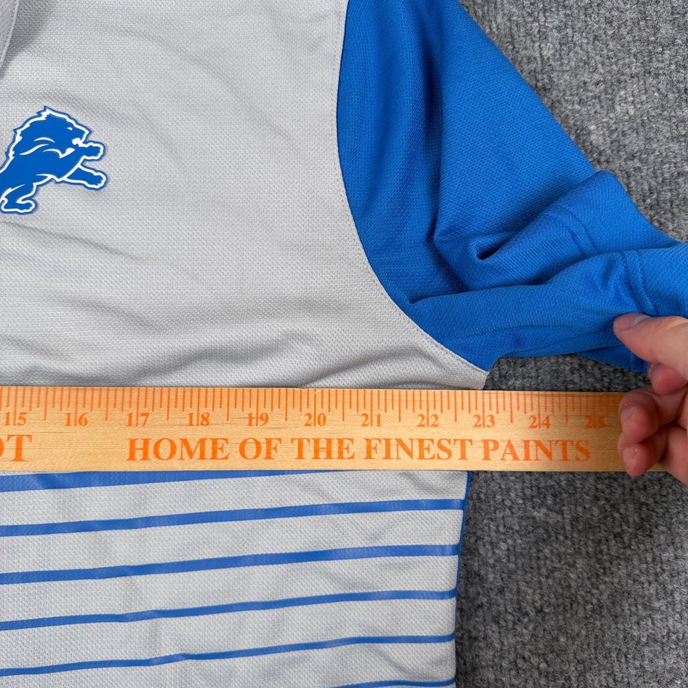 Nike Detroit Lions Polo Shirt Mens L Blue Gray Striped Dri Fit NFL Football - Picture 9 of 11